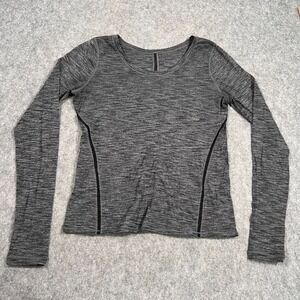 Lululemon Athletica Heathered Black Intensi-Tee Long Sleeve Shirt Women Size 8‎